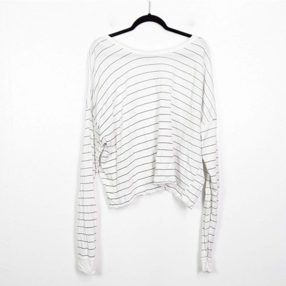 Wildfox oversized Striped Deep V-Neck Sweater Cropped Size M - Picture 3 of 5